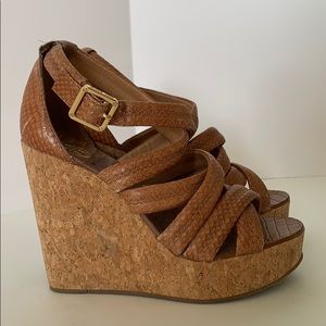 Tory Burch brown faux snake cork wedge size 6.5M